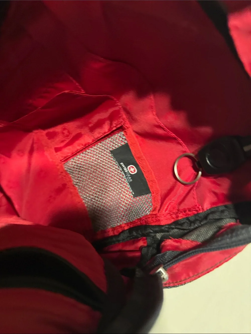 SwissGear Gray and Red Men’s Backpack with Multiple Compartments